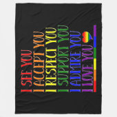 Ich sehe, akzeptiere, respektieren, unterstützen,  fleecedecke (Vorderseite)