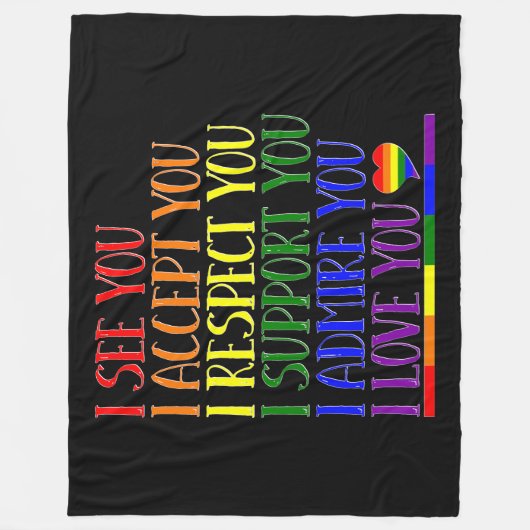 Ich sehe, akzeptiere, respektieren, unterstützen,  fleecedecke (Vorderseite)