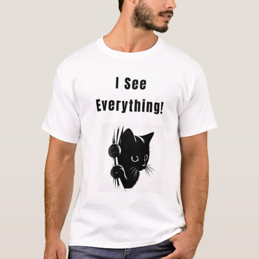 Ich sehe alles! Funny Cat T-Shirt (Vorderseite)