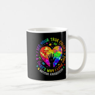 Ich sehe deine wahren Farben Herz Puzzle Welt Auti Kaffeetasse