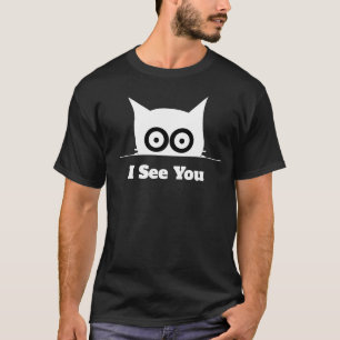 Ich sehe dich, lustige spähende Katze Minimal Schw T-Shirt