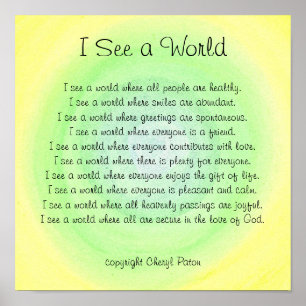 Ich sehe eine Welt, ein visionäres Gedicht von Che Poster