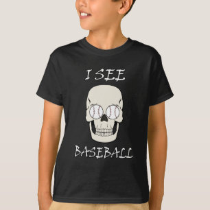 Ich sehe lustigen Baseball-Schädel mit Baseball-Au T-Shirt