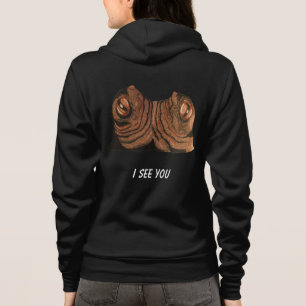 Ich sehe Sie der dunkle Hoodie der Frauen