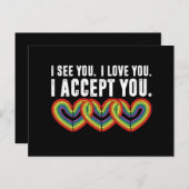 Ich sehe Sie I Liebe U Ich akzeptiere Sie Regenbog Postkarte (Vorne/Hinten)