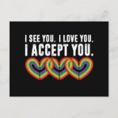 Ich sehe Sie I Liebe U Ich akzeptiere Sie Regenbog Postkarte (Vorderseite)