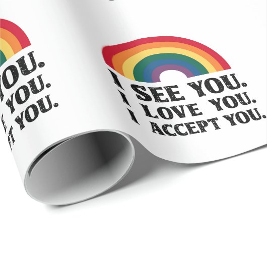 Ich sehe Sie, ich Liebe Sie akzeptiere LGBTQ Geschenkpapier (Rolleneckpunkt)