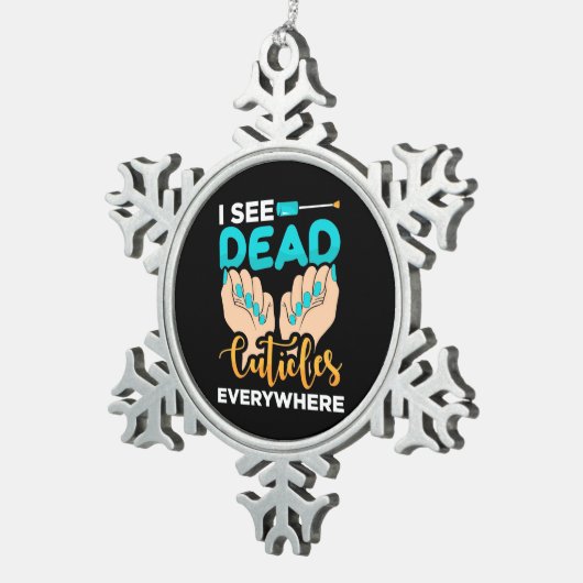 Ich sehe überall Kuchen Schneeflocken Zinn-Ornament (Rechts)