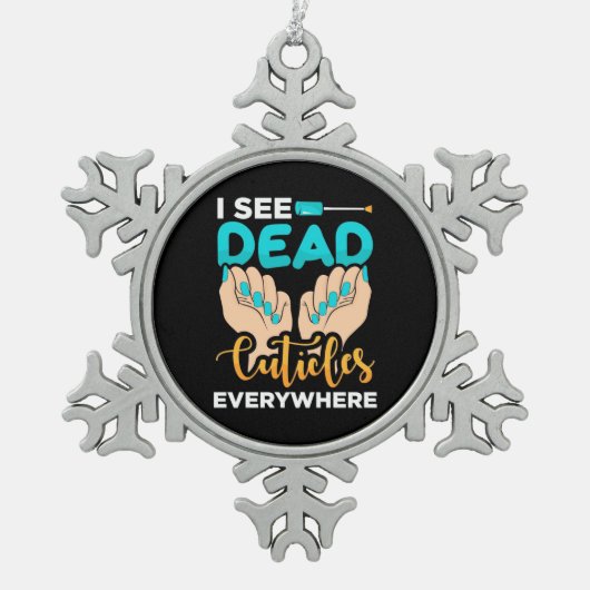Ich sehe überall Kuchen Schneeflocken Zinn-Ornament (Vorderseite)