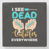 Ich sehe überall Kuchen Steinuntersetzer (Vorderseite)