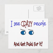 "Ich sehe verrückte Leute" Postkarte (Vorne/Hinten)