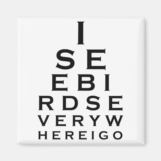 Ich sehe Vögel-Eyechart Magnet (Vorne)