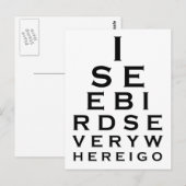 Ich sehe Vögel-Eyechart Postkarte (Vorne/Hinten)