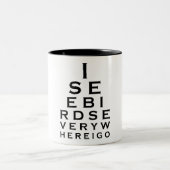 Ich sehe Vögel Eyechart Zweifarbige Tasse (Mittel)