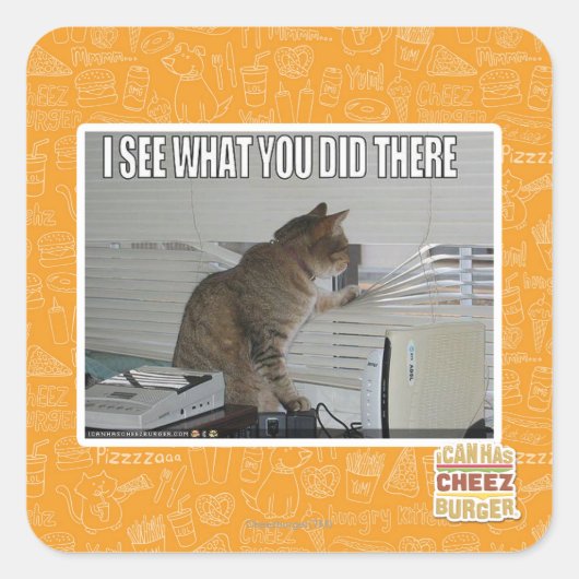 Ich sehe, was du dort getan hast quadratischer aufkleber (Vorderseite)