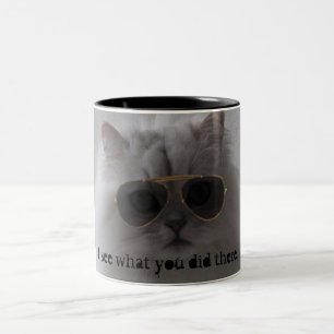 Ich sehe, was Sie dort taten Zweifarbige Tasse