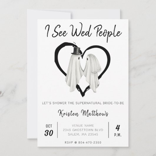 Ich sehe Wed People Ghost Halloween Brautparty Einladung (Vorderseite)