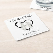 Ich sehe Wed People Ghost Halloween Hochzeit Rechteckiger Pappuntersetzer (angewinkelt)