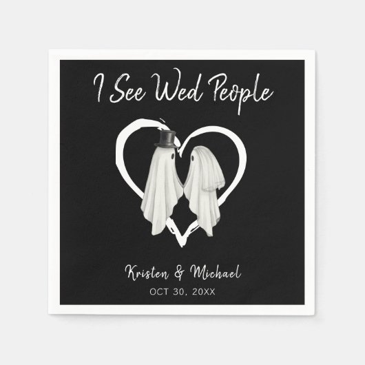 Ich sehe Wed People Ghost Halloween Hochzeit Serviette (Vorderseite)