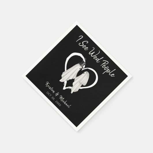Ich sehe Wed People Ghost Halloween Hochzeit Serviette (Ecke)