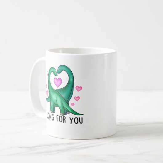 Ich sehne mich nach dir Funny Dinosaur Valentinsta Kaffeetasse (Vorderseite Links)