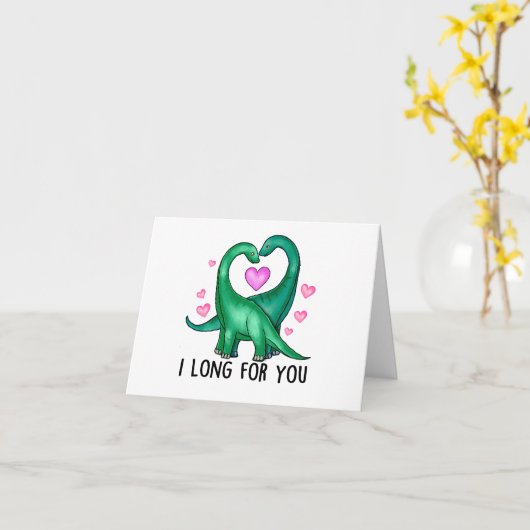 Ich sehne mich nach dir Funny Dinosaur Valentinsta Karte (Gelbe Blume)