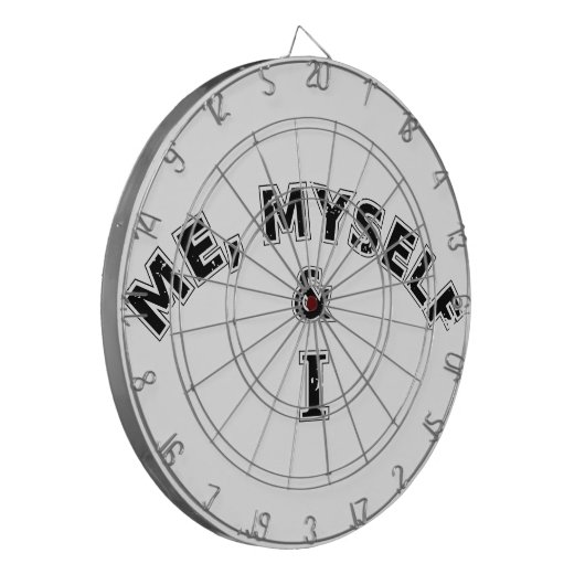 Ich selbst und ich Typografie Dartscheibe (Vorderseite Links)