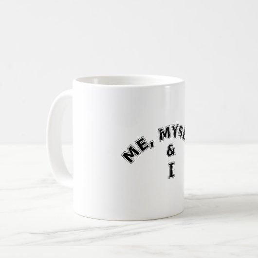 Ich selbst und ich Typografie Kaffeetasse (Vorderseite Links)