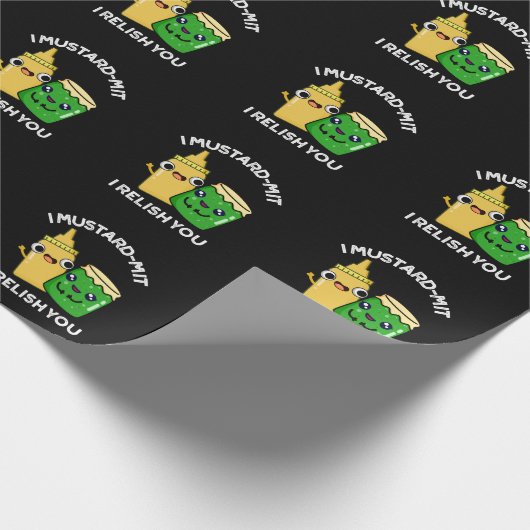 Ich Senf-mit I Relish you Condition Pun Dark BG Geschenkpapier (Ecke)