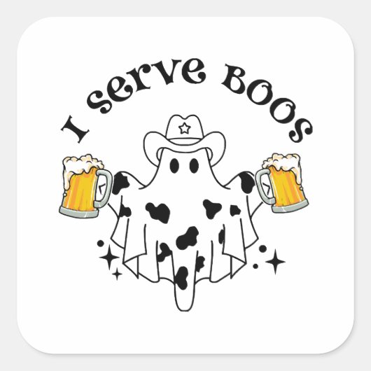 Ich serviere Boos! Barkeeper-Spooky Quadratischer Aufkleber (Vorderseite)