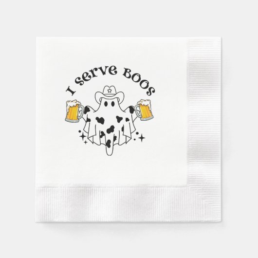 Ich serviere Boos! Barkeeper-Spooky Serviette (Vorderseite)