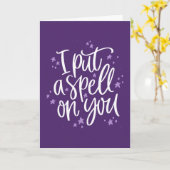 Ich setze dir einen Zauber auf Lila Halloween Karte (Gelbe Blume)