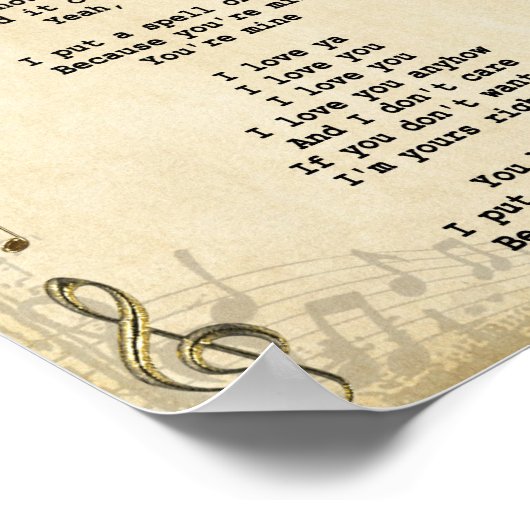 Ich setze dir einen Zauber auf Lyrik Gitarrendruck Poster (Ecke)