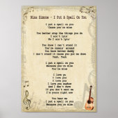 Ich setze dir einen Zauber auf Lyrik Gitarrendruck Poster (Vorne)