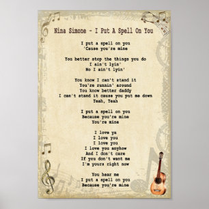 Ich setze dir einen Zauber auf Lyrik Gitarrendruck Poster