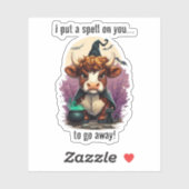 Ich setze einen Zauber auf deine gruselige Kuh-Rot Aufkleber (Blatt)