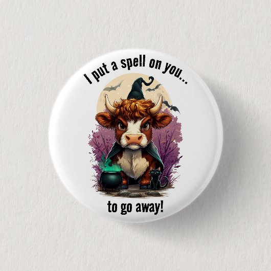 Ich setze einen Zauber auf deine gruselige Kuh-Rot Button (Vorderseite)