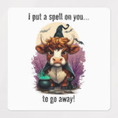 Ich setze einen Zauber auf deine gruselige Kuh-Rot Etiketten (Design 1)