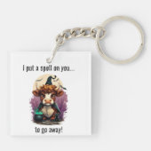 Ich setze einen Zauber auf deine gruselige Kuh-Rot Schlüsselanhänger (Rückseite)