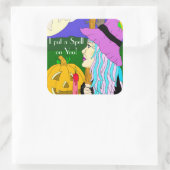 Ich setze einen Zauber auf euch, Hexe Halloween Quadratischer Aufkleber (Tasche)