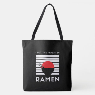 Ich setzte das "Amen" in Ramen Schwarz-Weiß-Witz Tasche