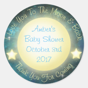 Ich  Sie auf den Mond und die Rückseite der Beutel Runder Aufkleber