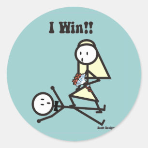 Ich siege die Round Stickers für Hochzeiten