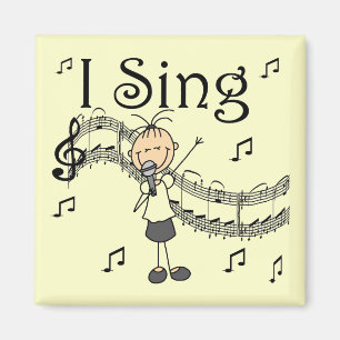 Ich singe Musical-Stick-Figur-T-Shirts und Geschen Magnet