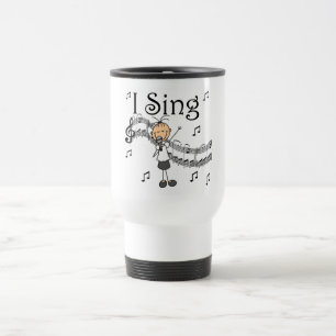 Ich singe Musical-Stick-Figur-T-Shirts und Geschen Reisebecher
