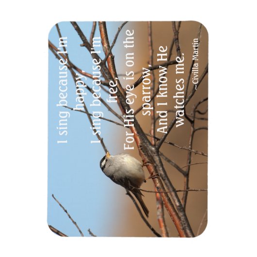 Ich singe, weil ich glücklich Sparrow bin Magnet (Vertikal)