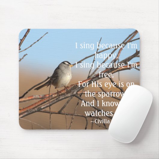 Ich singe, weil ich glücklich Sparrow bin Mousepad (Mit Mouse)