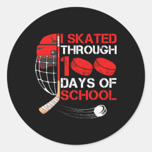 Ich skate durch 100 Tage Schule Eishockey Fan Runder Aufkleber