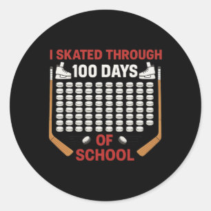 Ich skate durch 100 Tage Schule Eishockey Fan Runder Aufkleber