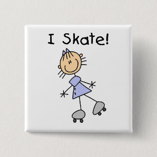 Ich Skate Girl Rollschuhläuferin Button